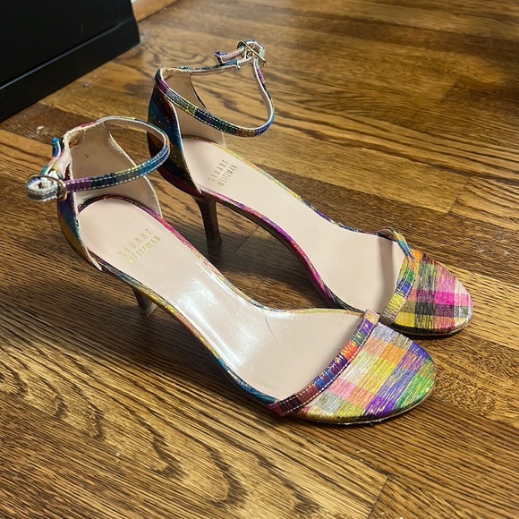 Stuart Weitzman Shoes - Stuart Weitzman Nunaked Strappy Heeled Sandal in Rainbow Tinsel Size 6